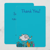 Cute Elephant Fish Scene met koraal Bedankkaart (Voorkant / Achterkant)