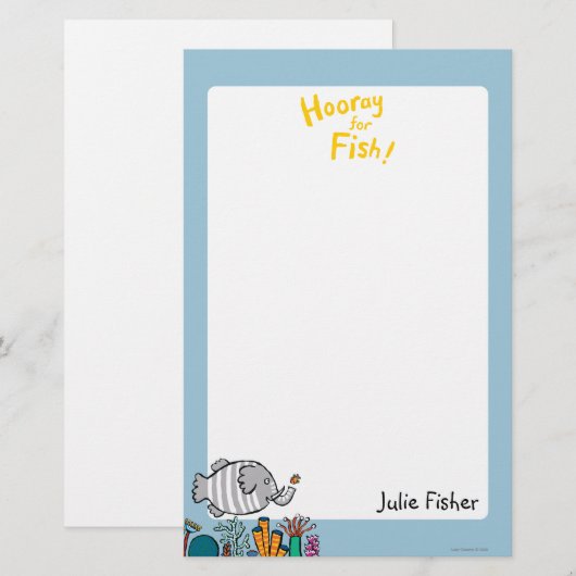Cute Elephant Fish Scene met koraal Briefpapier (Voorkant / Achterkant)