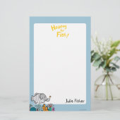 Cute Elephant Fish Scene met koraal Briefpapier (Staand voorkant)