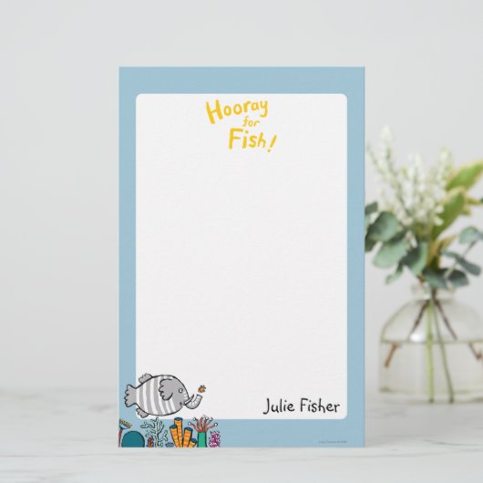 Cute Elephant Fish Scene met koraal Briefpapier (Staand voorkant)