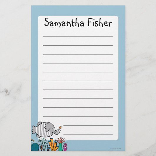 Cute Elephant Fish Scene met koraal Briefpapier (Voorkant)
