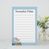 Cute Elephant Fish Scene met koraal Briefpapier (Staand voorkant)