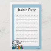 Cute Elephant Fish Scene met koraal Briefpapier (Voorkant / Achterkant)