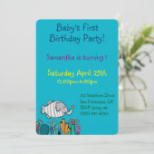 Cute Elephant Fish Scene met koraal Kaart (Staand voorkant)