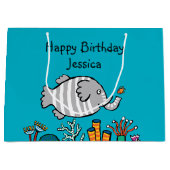 Cute Elephant Fish Scene met koraal Large Cadeautasje (Voorkant)