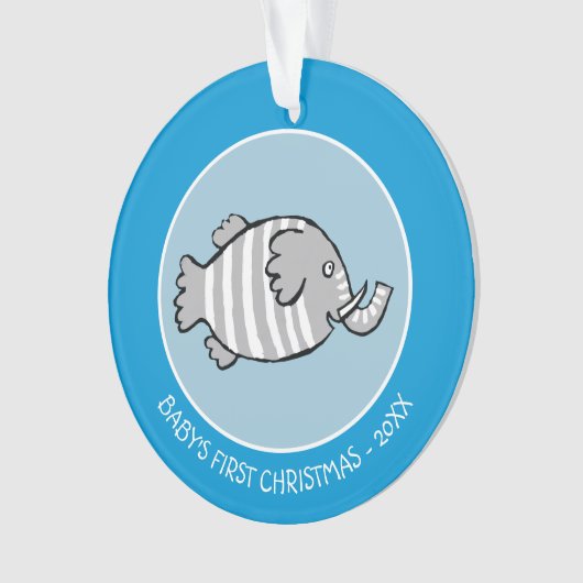 Cute Elephant Fish Scene met koraal Ornament (voorkant)