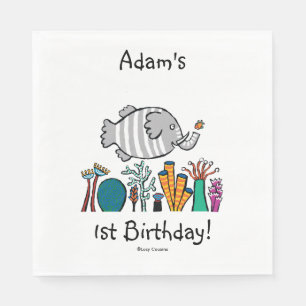 Cute Elephant Fish Scene met koraal Servet