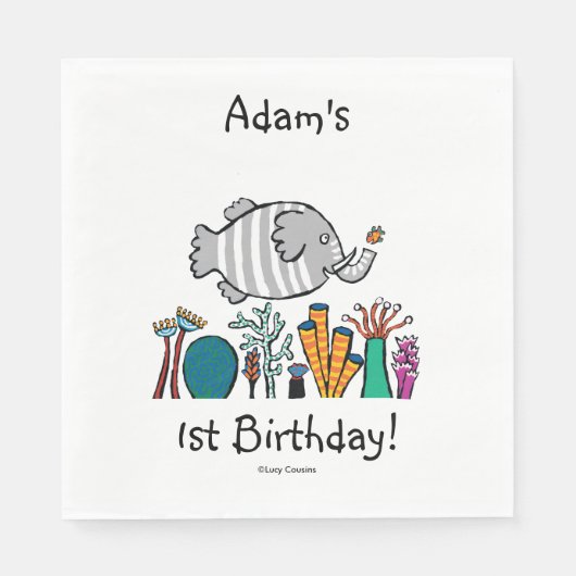 Cute Elephant Fish Scene met koraal Servet (Voorkant)