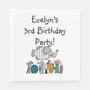 Cute Elephant Fish Scene met koraal Servetten