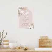 Cute Elephant Floral Boho Arch Baby shower Welkom Poster (Keuken)