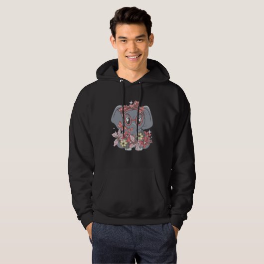Cute Elephant Flowers Hoodie (Voorkant volledig)