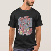 Cute Elephant Flowers T-shirt (Voorkant)
