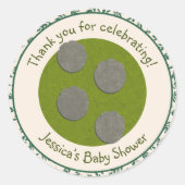 Cute Elephant Footprint Baby shower Dank u Ronde Sticker (Voorkant)