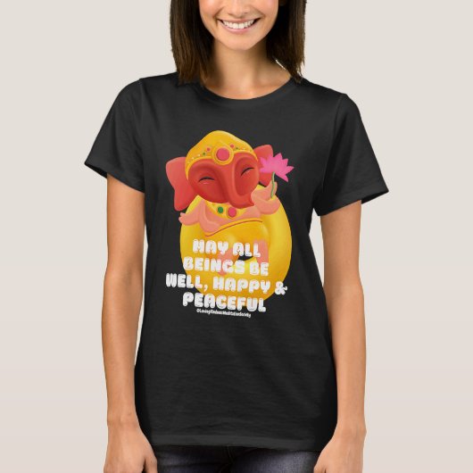 Cute Elephant Ganesha Peace Lotus Loving Kindness T-shirt (Voorkant)