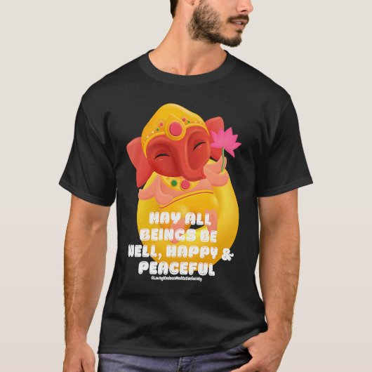 Cute Elephant Ganesha Peace Lotus Loving Kindness  T-shirt (Voorkant)