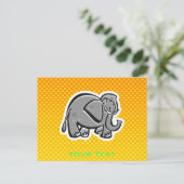 Cute Elephant Geel Sinaasappel Briefkaart (Staand voorkant)