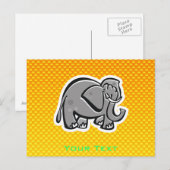 Cute Elephant Geel Sinaasappel Briefkaart (Voorkant / Achterkant)