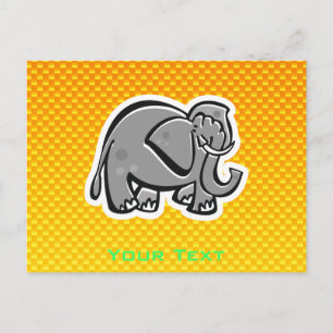 Cute Elephant Geel Sinaasappel Briefkaart
