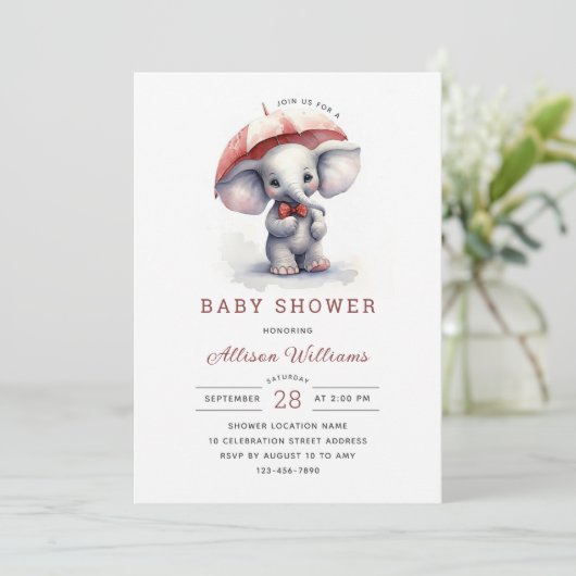 Cute Elephant Gender Neutral Baby shower Kaart (Staand voorkant)
