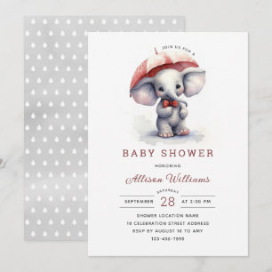 Cute Elephant Gender Neutral Baby shower Kaart