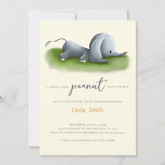Cute Elephant Gender Neutral Baby shower Kaart (Voorkant)