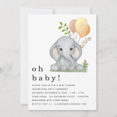 Cute Elephant Gender Neutral Baby shower Kaart (Voorkant)