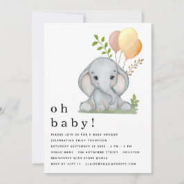 Cute Elephant Gender Neutral Baby shower Kaart