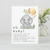 Cute Elephant Gender Neutral Baby shower Kaart (Staand voorkant)