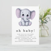 Cute Elephant Gender Neutral Baby shower Kaart (Staand voorkant)