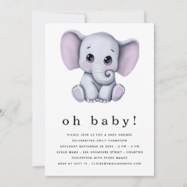 Cute Elephant Gender Neutral Baby shower Kaart