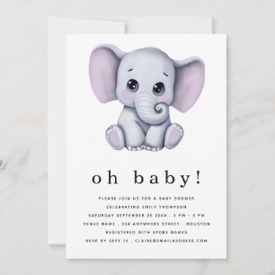 Cute Elephant Gender Neutral Baby shower Kaart