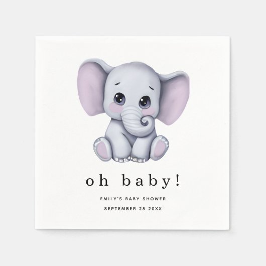Cute Elephant Gender Neutral Baby shower Servet (Voorkant)