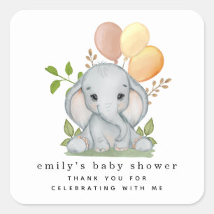 Cute Elephant Gender Neutral Baby shower Vierkante Sticker