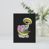 Cute Elephant Gift Kinder Music Sousaphone Player Briefkaart (Staand voorkant)