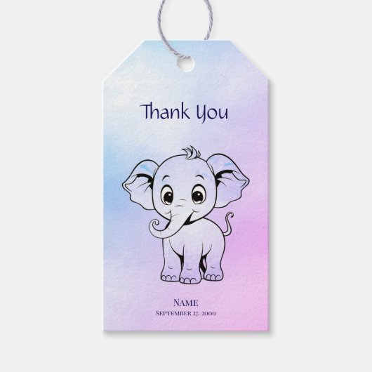 Cute Elephant Gift Label Cadeaulabel (Voorkant)