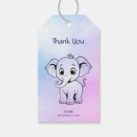 Cute Elephant Gift Label Cadeaulabel (Achterkant)