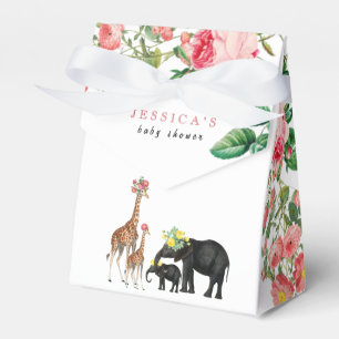 Cute Elephant & Giraffe Floral Baby shower Girl Bedankdoosjes