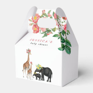 Cute Elephant & Giraffe Floral Baby shower Girl Bedankdoosjes