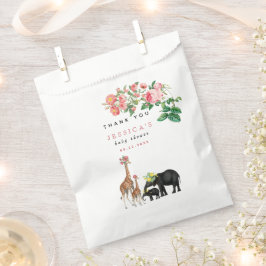 Cute Elephant & Giraffe Floral Baby shower Girl Bedankzakje