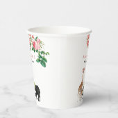 Cute Elephant & Giraffe Floral Baby shower Girl Papieren Bekers (Rechts)