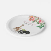 Cute Elephant & Giraffe Floral Baby shower Girl Papieren Bordje (Gekanteld)