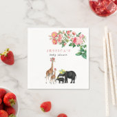 Cute Elephant & Giraffe Floral Baby shower Girl Servet (Insitu)