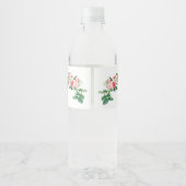 Cute Elephant & Giraffe Floral Baby shower Girl Waterfles Etiket (Achterkant)