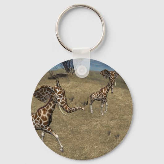 Cute Elephant Giraffes Sleutelhanger (Voorkant)