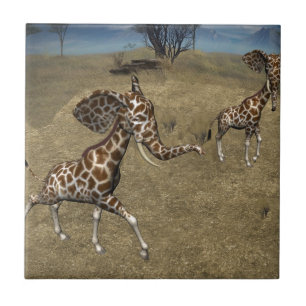 Cute Elephant Giraffes Tegeltje