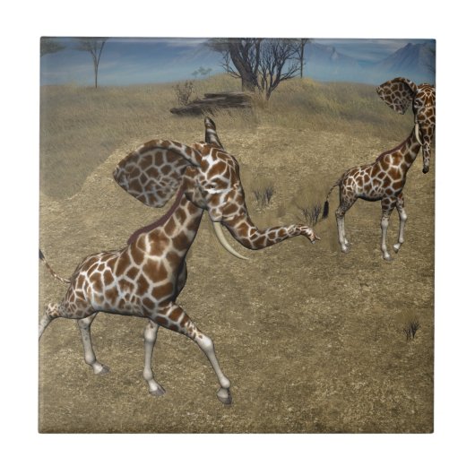 Cute Elephant Giraffes Tegeltje (Voorkant)