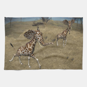 Cute Elephant Giraffes Theedoek