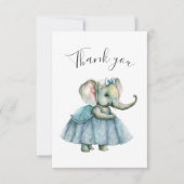 Cute Elephant Girl Baby shower Bedankkaart (Voorkant)