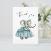 Cute Elephant Girl Baby shower Bedankkaart (Staand voorkant)