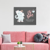 Cute Elephant Girl Baby shower Canvas Afdruk (Insitu (Woonkamer))